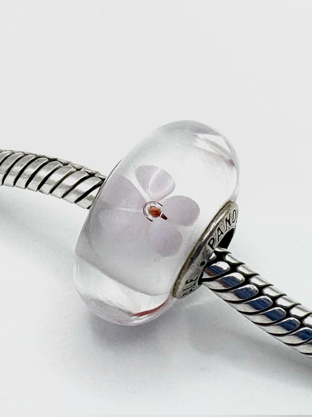 Pandora Cherry Blossom Murano Glass Sterling Silver Charm